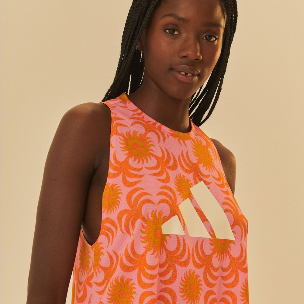 NWT Farm Rio/Adidas Palm Flower Pink Trn Tank (Size M)